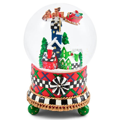 Cuddle Decor MacKenzie Childs Tartan Village Snow Globe 7.09"