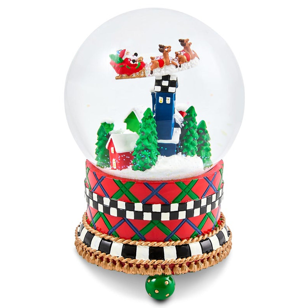 Cuddle Decor MacKenzie Childs Tartan Village Snow Globe 7.09" back