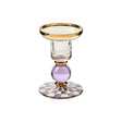 Cuddle Decor MacKenzie Childs Violet Check Small Glass Candlestick pic1