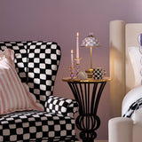 Cuddle Decor MacKenzie Childs Violet Check Small Glass Candlestick pic4