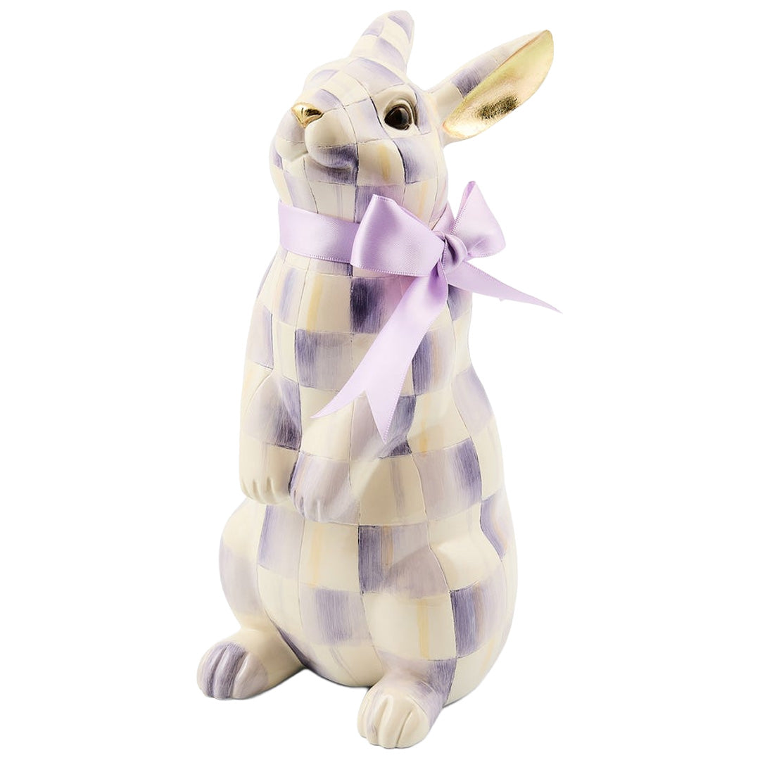 Cuddle Decor MacKenzie Childs Violet Check Standing Bunny front