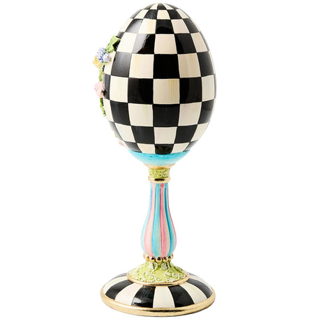 Cuddle Decor MacKenzie Childs Frolic Spring Floral Pedestal Egg back
