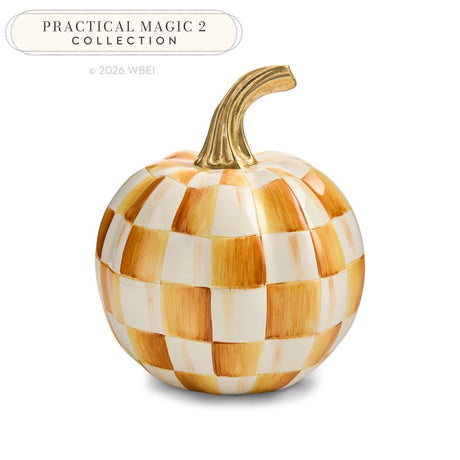 Cuddle Decor Mackenzie Childs Amber Check Mini Pumpkin 6" front