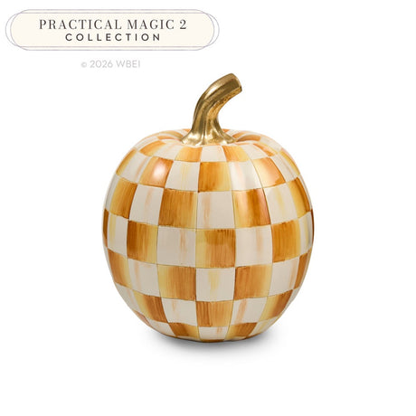 Cuddle Decor Mackenzie Childs Amber Check Small Pumpkin 8" front