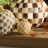 Cuddle Decor Mackenzie Childs Amber Check Small Pumpkin 8" lifestyle