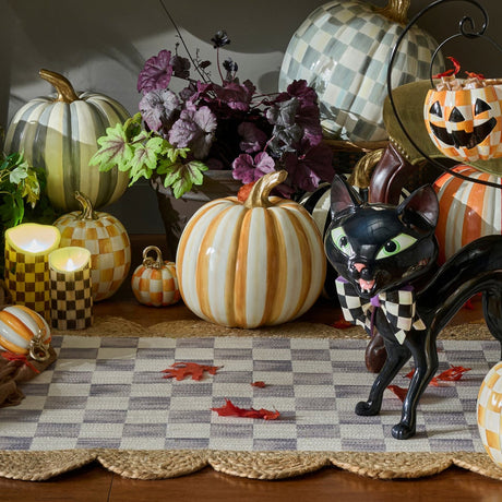 Cuddle Decor Mackenzie Childs Amber Stripe Medium Pumpkin 11" lifestyle