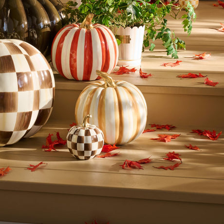 Cuddle Decor Mackenzie Childs Amber Stripe Medium Pumpkin 11" lifestyle