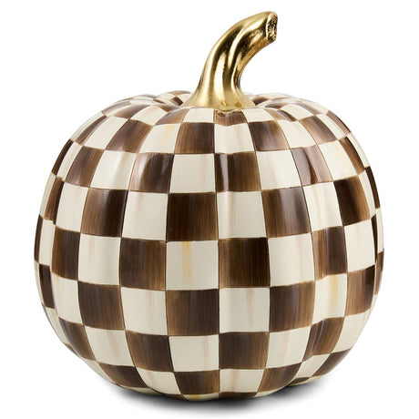 Cuddle Decor Mackenzie Childs Chocolate Check Medium Pumpkin 11" front