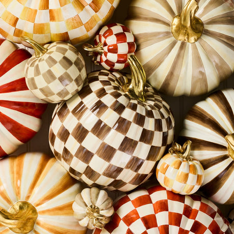 Cuddle Decor Mackenzie Childs Chocolate Check Medium Pumpkin 11" lifestyle