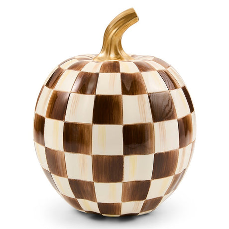 Cuddle Decor Mackenzie Childs Chocolate Check Small Pumpkin 8" front