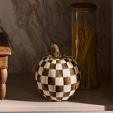Cuddle Decor Mackenzie Childs Chocolate Check Small Pumpkin 8" lifestyle