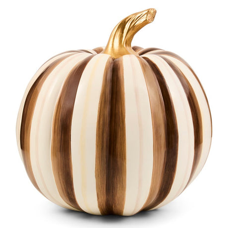 Cuddle Decor Mackenzie Childs Chocolate Stripe Medium Pumpkin 11" front