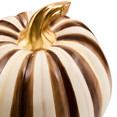 Cuddle Decor Mackenzie Childs Chocolate Stripe Medium Pumpkin 11" close up
