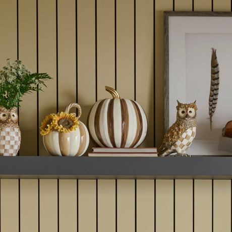 Cuddle Decor Mackenzie Childs Chocolate Stripe Medium Pumpkin 11" lifestyle