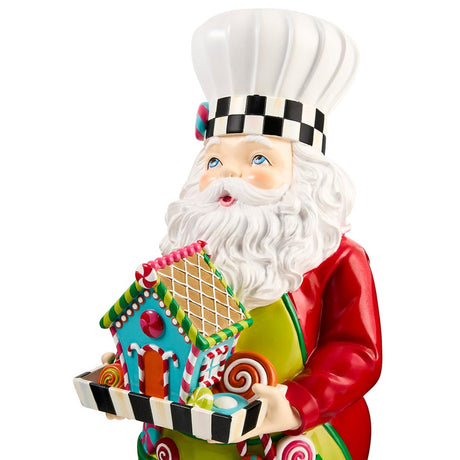 Cuddle Decor Mackenzie Childs Confetti Chef Santa 19.5" close up