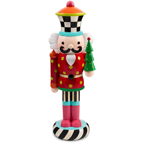 Cuddle Decor mackenzie Childs Confetti Christmas Resin Nutcracker 20" front