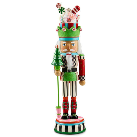 Cuddle Decor Mackenzie Childs Confetti Christmas Wood Nutcracker 17.13" front