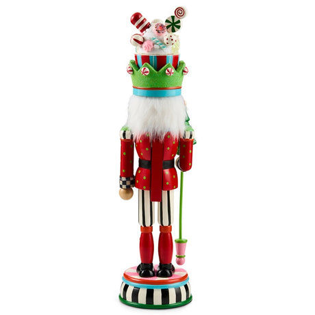 Cuddle Decor Mackenzie Childs Confetti Christmas Wood Nutcracker 17.13" back