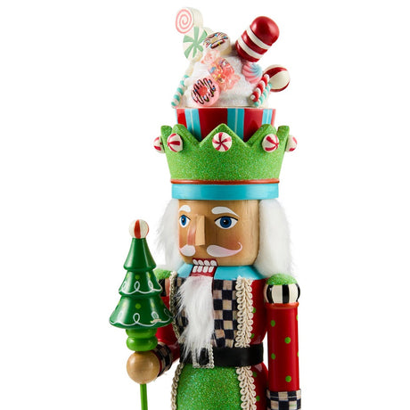 Cuddle Decor Mackenzie Childs Confetti Christmas Wood Nutcracker 17.13" close up