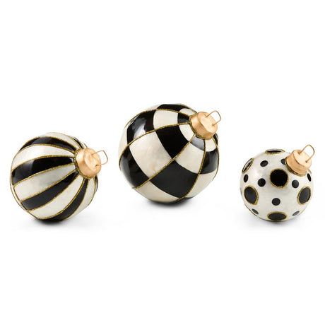 Cuddle Decor Mackenzie Childs Courtly Capiz Tabletop Ornament Balls - Set of 3 front