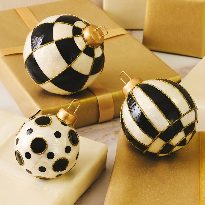 Cuddle Decor Mackenzie Childs Courtly Capiz Tabletop Ornament Balls - Set of 3 lifestyle