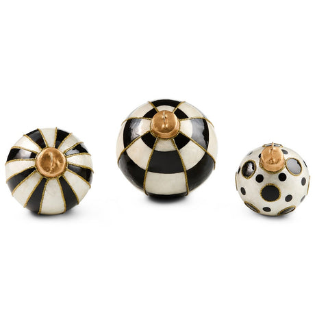 Cuddle Decor Mackenzie Childs Courtly Capiz Tabletop Ornament Balls - Set of 3 front top