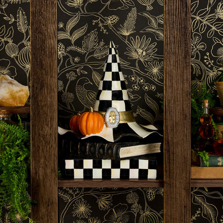 Cuddle Decor Mackenzie Childs Courtly Check Witch Hat on Books 13.5" lifestyle