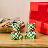 Cuddle Decor Mackenzie Childs Emerald Check Holiday Bear Salt & Pepper - Set of 2 lifestyle