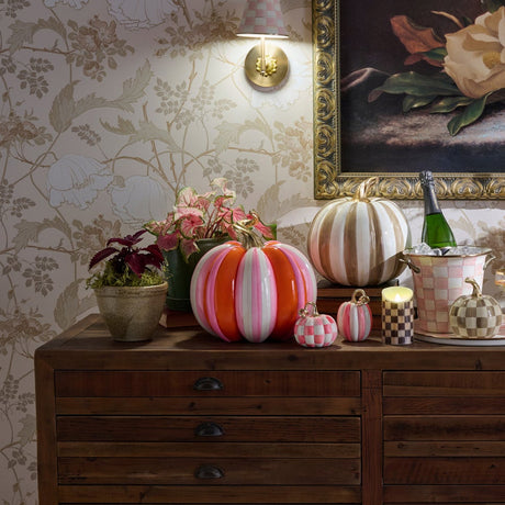 Cuddle Decor Mackenzie Childs Glam 'o' ween Fairytale Stripe Pumpkin 12" lifestyle