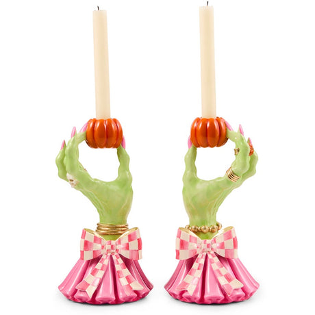 Cuddle Decor Mackenzie Childs Glam 'o' Ween Hand Candle Holders - Set of 2 front