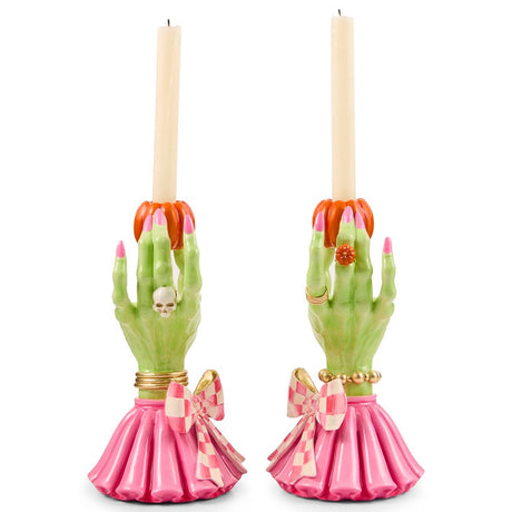 Cuddle Decor Mackenzie Childs Glam 'o' Ween Hand Candle Holders - Set of 2 back