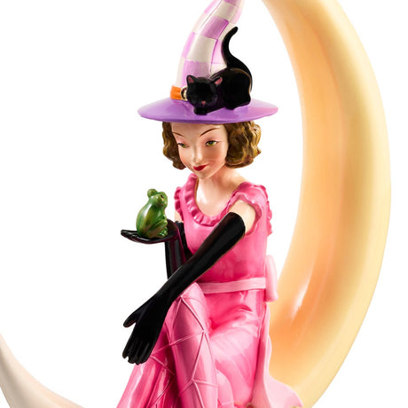 Cuddle Decor Mackenzie Childs Glam 'o' ween Witch on Moon 15" close up