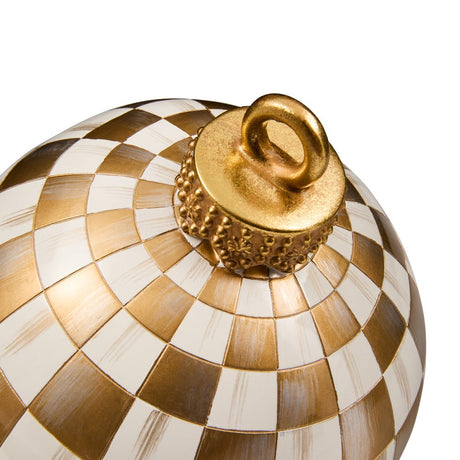 Cuddle Decor Mackenzie Childs Gold Check Small Tabletop Ornament 7" close up