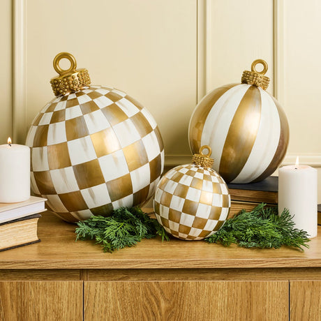 Cuddle Decor Mackenzie Childs Gold Check Small Tabletop Ornament 7" lifestyle