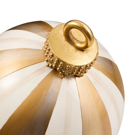 Cuddle Decor Mackenzie Childs Gold Stripe Medium Tabletop Ornament 10" close up