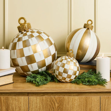 Cuddle Decor Mackenzie Childs Gold Stripe Medium Tabletop Ornament 10" lifestyle