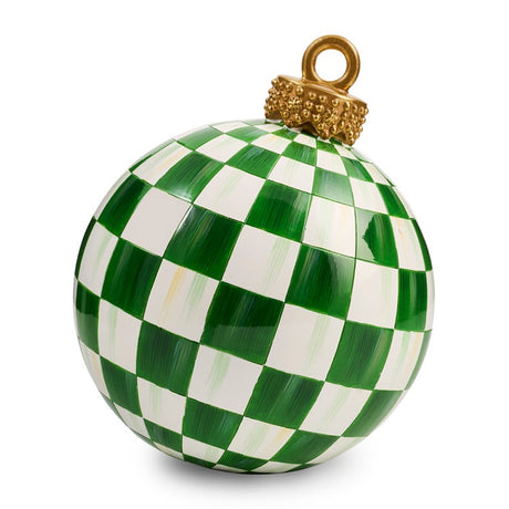Cuddle Decor Mackenzie Childs Green Check Small Tabletop Ornament 7" front