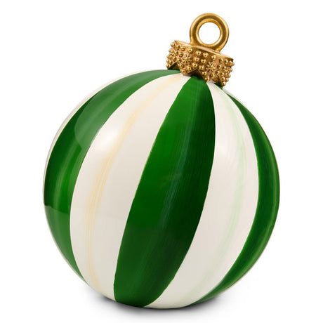 Cuddle Decor Mackenzie Childs Green Stripe Medium Tabletop Ornament 10" front