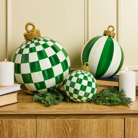 Cuddle Decor Mackenzie Childs Green Stripe Medium Tabletop Ornament 10" lifestyle