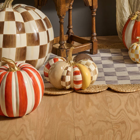 Cuddle Decor Mackenzie Childs Harvest Glow Patchwork Medium Pumpkin 11.5" lifestyle