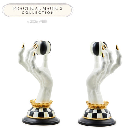 Cuddle Decor Mackenzie Childs Haunted House Spooky Hand Candle Holders - Set of 2 front
