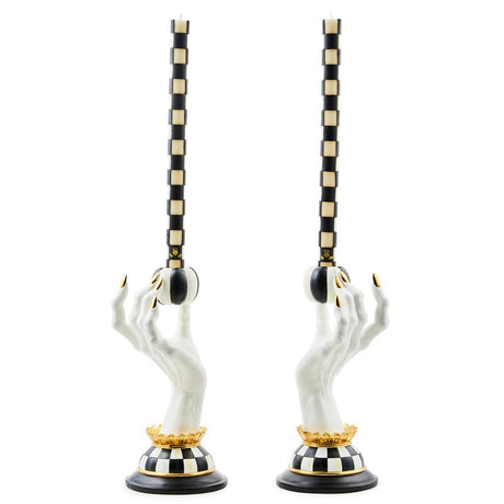 Cuddle Decor Mackenzie Childs Haunted House Spooky Hand Candle Holders - Set of 2 front