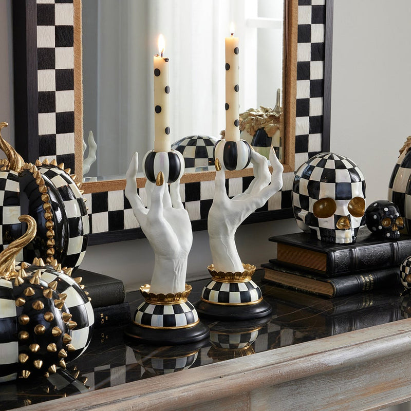 Cuddle Decor Mackenzie Childs Haunted House Spooky Hand Candle Holders - Set of 2 lifestyle