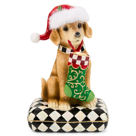 Cuddle Decor Mackenzie Childs Holiday Lab Dog on Pillow 10" front