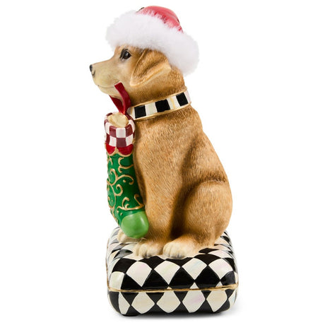 Cuddle Decor Mackenzie Childs Holiday Lab Dog on Pillow 10" side