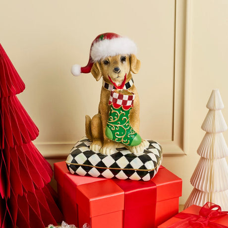 Cuddle Decor Mackenzie Childs Holiday Lab Dog on Pillow 10" lifestyle