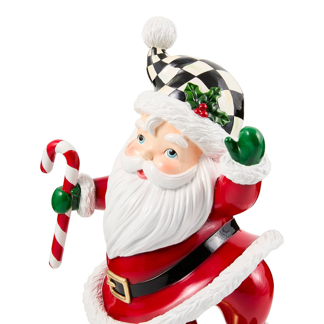 Cuddle Decor Mackenzie Childs Holiday Twinkly Toes Santa 16.5" close up