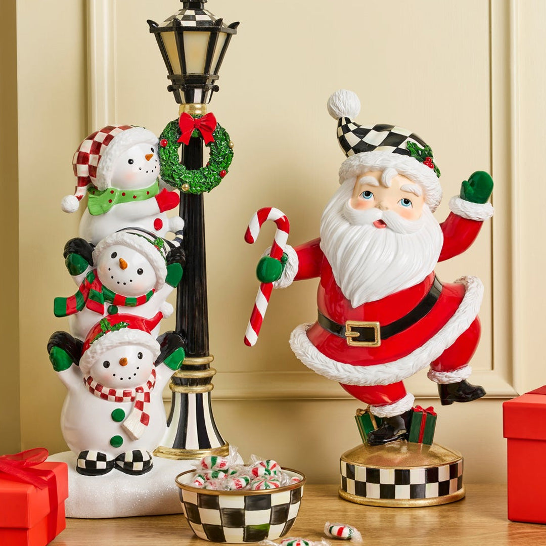 Cuddle Decor Mackenzie Childs Holiday Twinkly Toes Santa 16.5" lifestyle