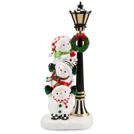 Cuddle Decor Mackenzie Childs Illuminated Snowman Lamppost 20" front