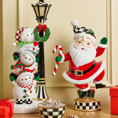 Cuddle Decor Mackenzie Childs Illuminated Snowman Lamppost 20" lifestyle